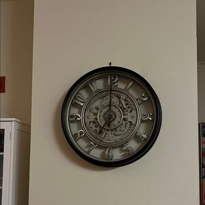 Modern Gear Wall Clock - Black and Silver